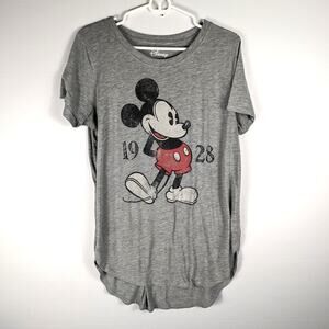 Disney Mickey Mouse Womens XL Gray Graphic T-Shirt Short Sleeve 1928 Cartoon Tee